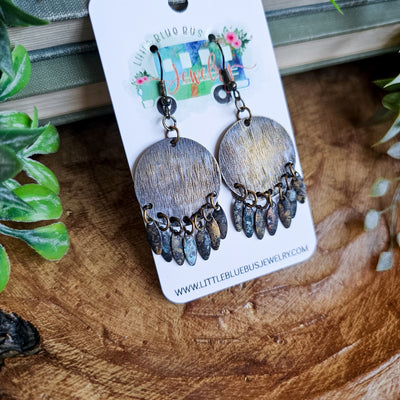Antique Brass + Turquoise Patina Dangle Earrings