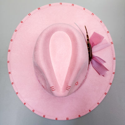 Desert Dreamin' || Light Pink Suede Burned Wide Brim Hat
