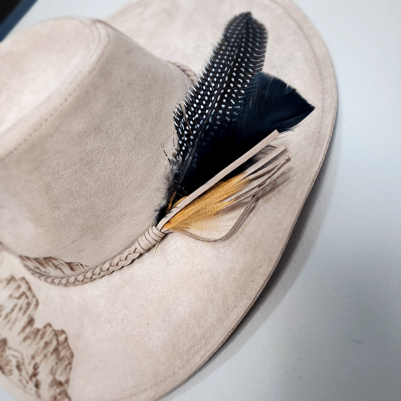 Sedona Sands || Light Tan Suede Burned Wide Brim Floppy Hat