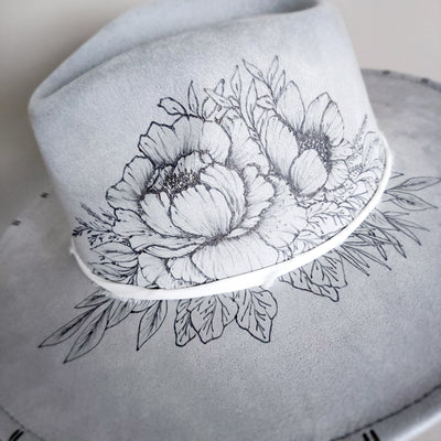 Going to Market || Light Gray Suede Burned Wide Brim Hat