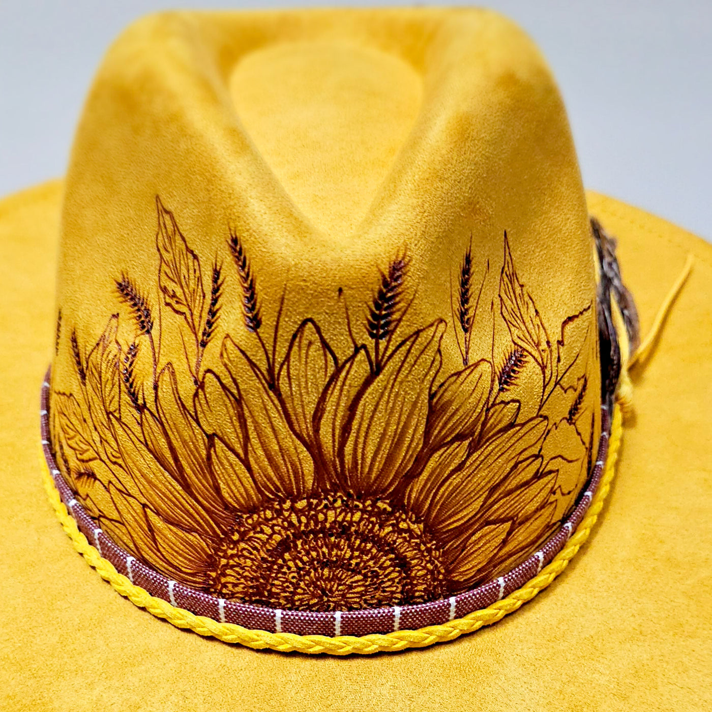 Golden Wheat || Mustard Suede Burned Wide Brim Hat