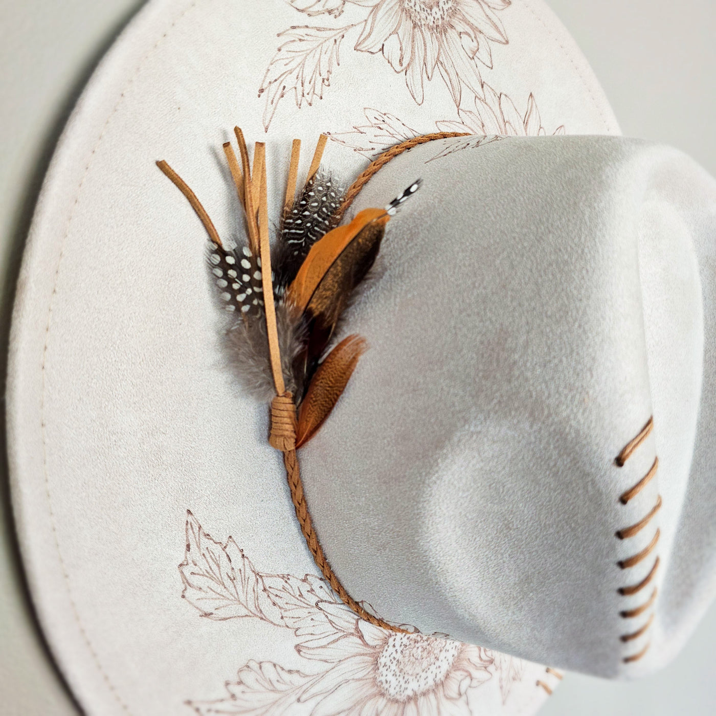 Sunflower Beauty || Ivory Suede Burned Wide Brim Hat