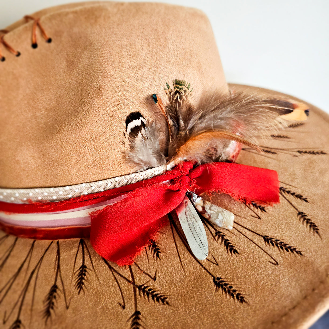 The Wheat State || Tan Suede Burned Wide Brim Hat