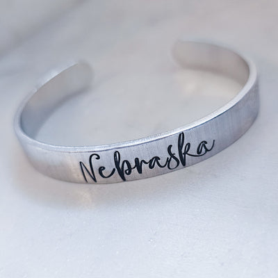 Nebraska Script | Cuff Bracelet