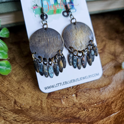 Antique Brass + Turquoise Patina Dangle Earrings