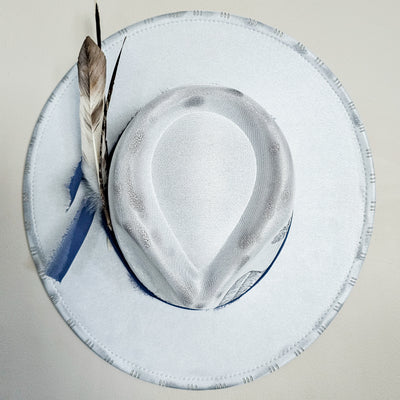 On the Farm || Light Gray Suede Burned Wide Brim Hat
