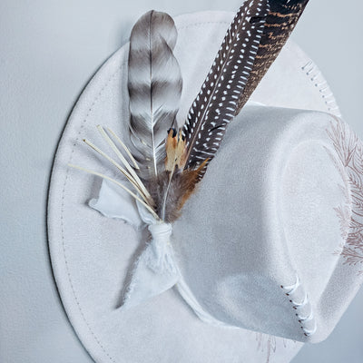 Wedding Party || Ivory Suede Burned Wide Brim Hat