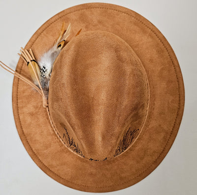 Ombre Shimmer || Tan Suede Burned Skinny Brim Hat