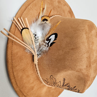 Ombre Shimmer || Tan Suede Burned Skinny Brim Hat