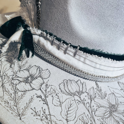 Just a Small Town Girl || Gray Suede Burned Wide Brim Hat