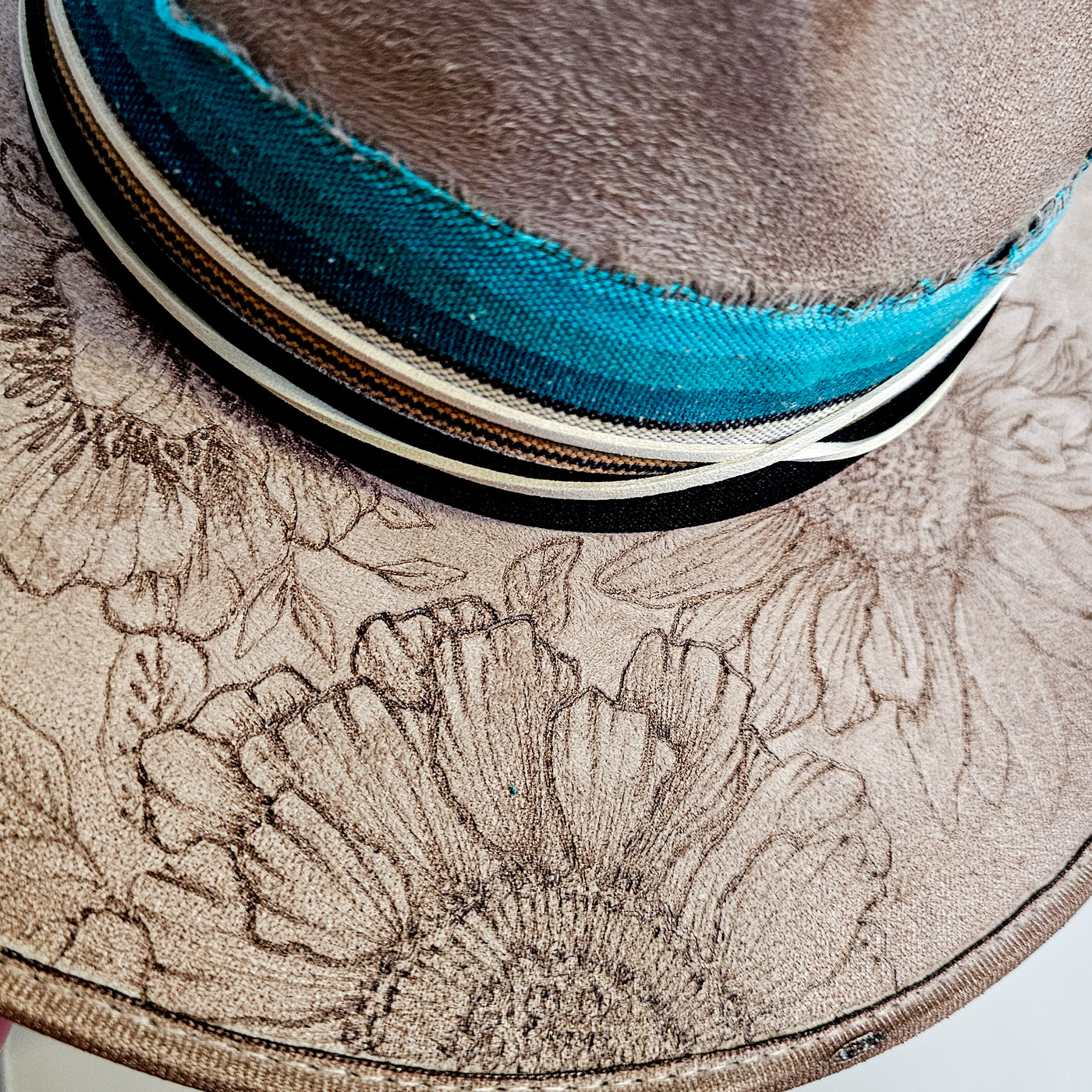 Southwest Spring |XL| Taupe Suede Burned Wide Brim Hat