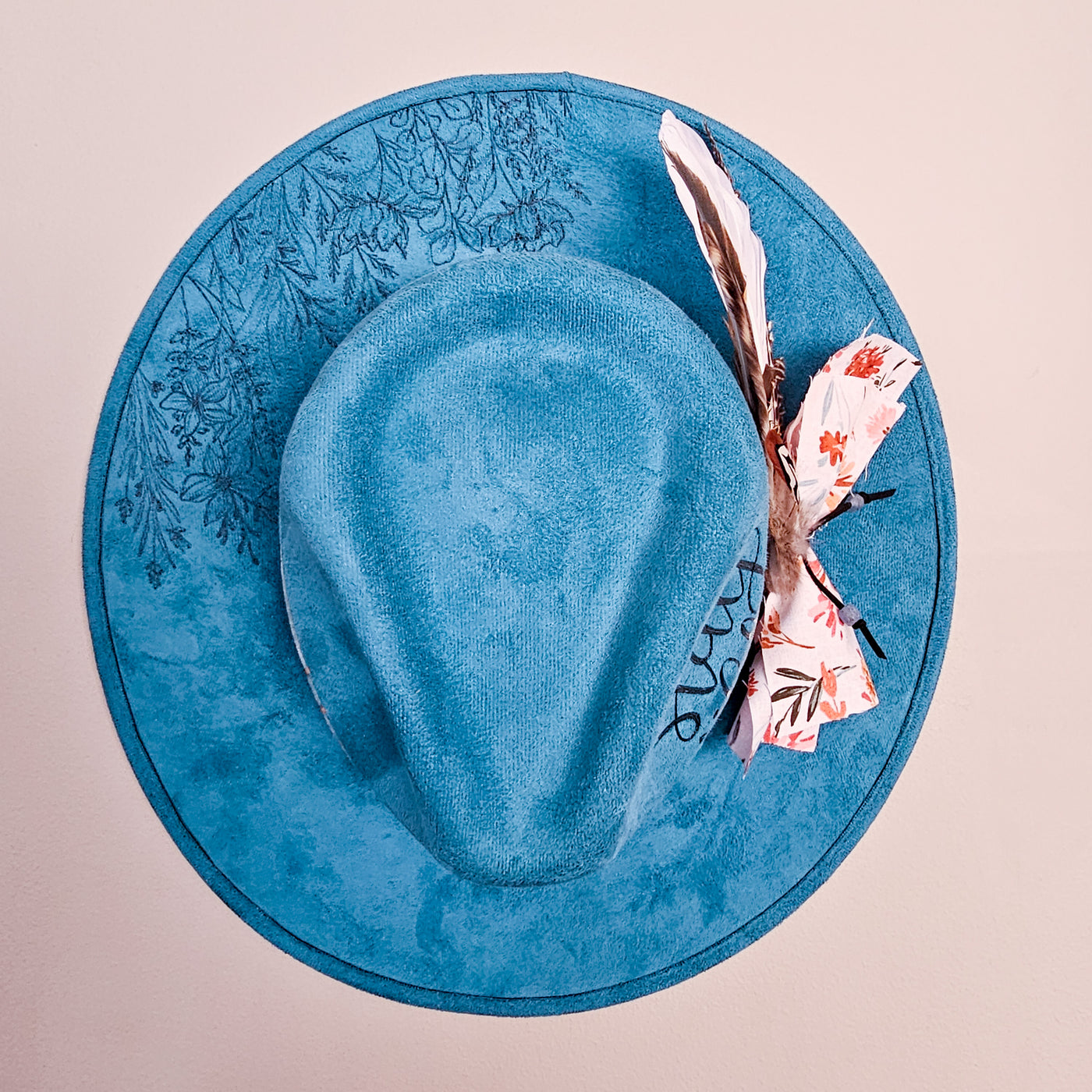 Stay Wild |XL| Turquoise Suede Burned Wide Brim Hat