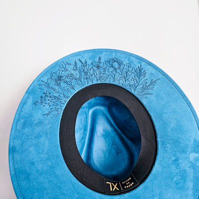Stay Wild |XL| Turquoise Suede Burned Wide Brim Hat