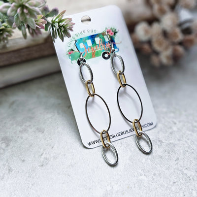 Mixed Metal Ovals Earrings