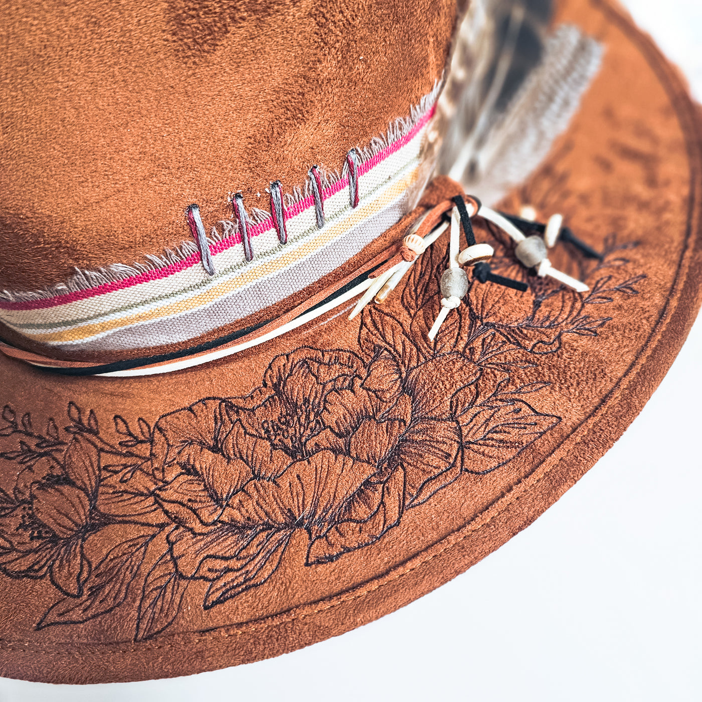 Horsing Around |M| Brown Suede Burned Wide Brim Hat