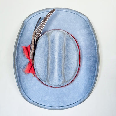 Saddle Up || Steel Blue Burned Cowboy Style Brim Hat