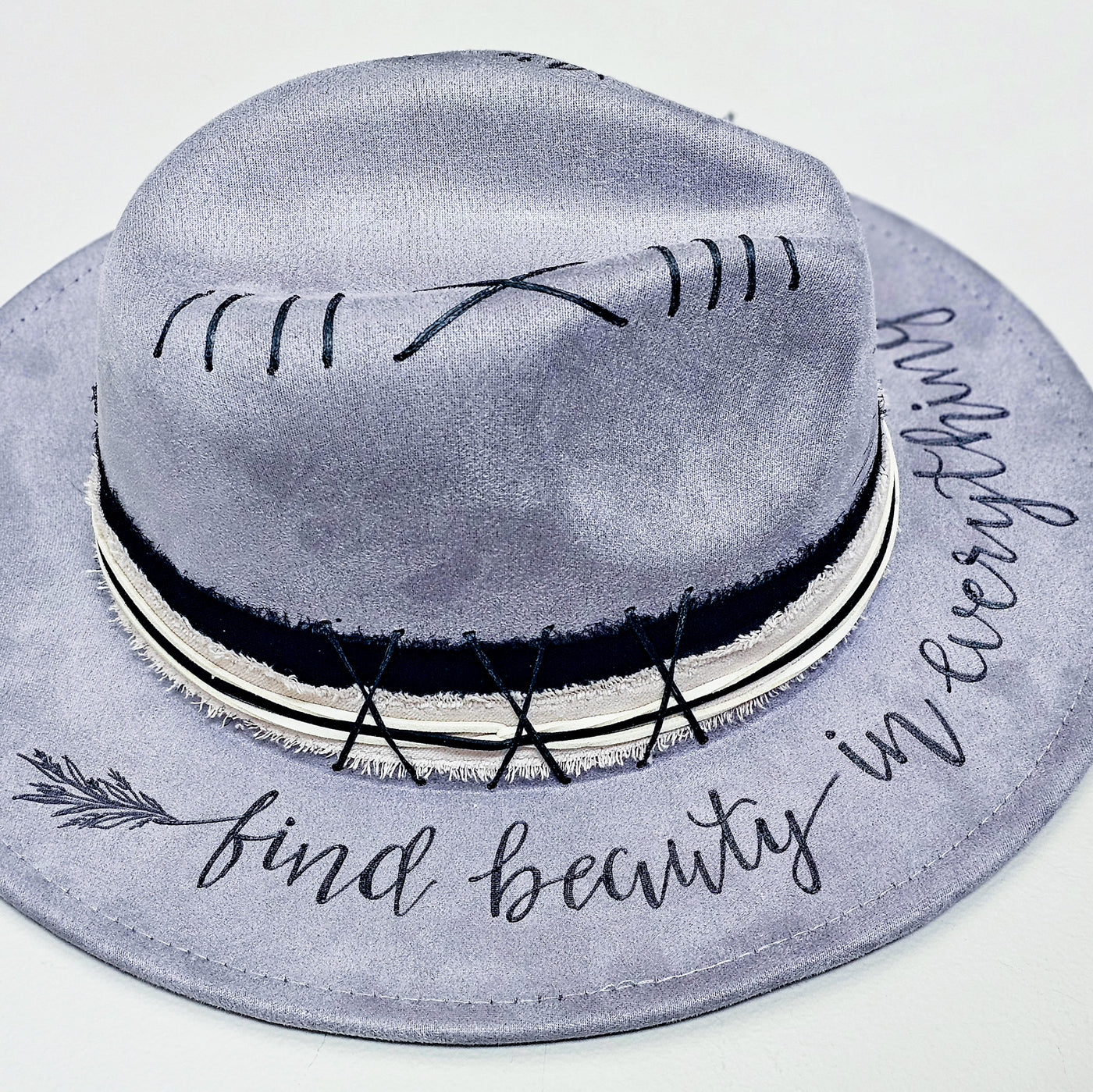 Find Beauty in Everything || Gray Burned Skinny Brim Hat