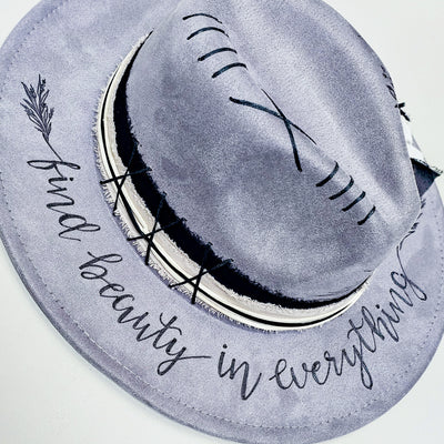 Find Beauty in Everything || Gray Burned Skinny Brim Hat