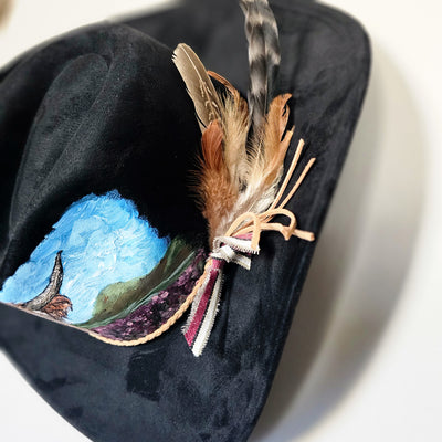 Wildflower Highland || Black Burned and Painted Cowboy Style Brim Hat