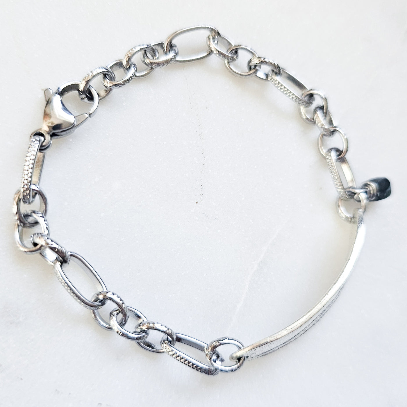 Leaf Connecter + Moss Agate Bead Charm + Steel Chain Bracelet