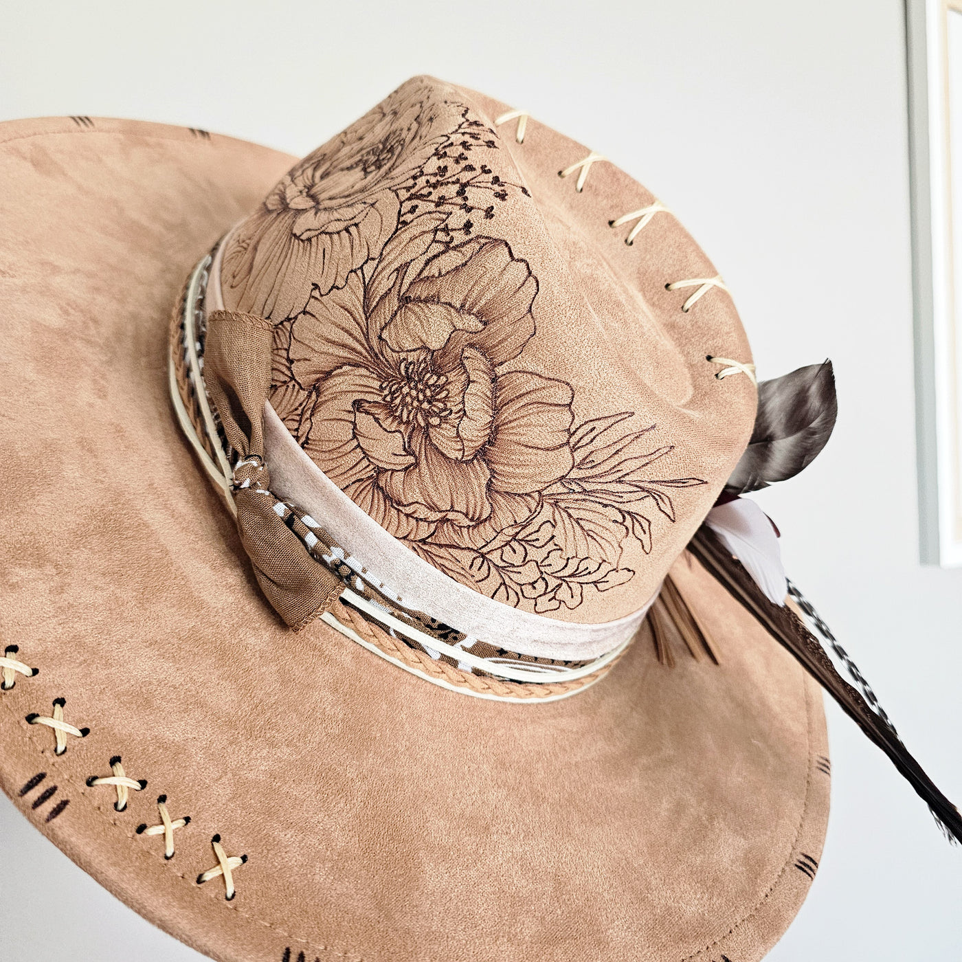 Summer Concert || Tan Suede Burned Wide Brim Hat