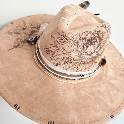 Summer Concert || Tan Suede Burned Wide Brim Hat