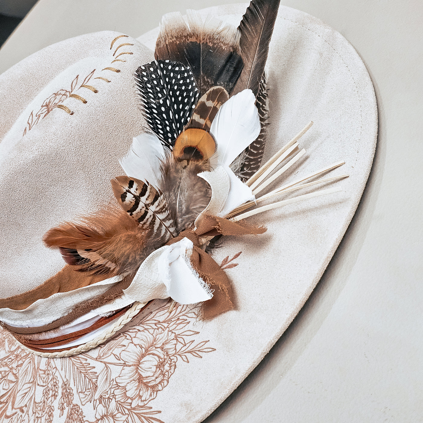 Summer Beauty || Ivory Suede Burned Wide Brim Hat