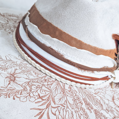 Summer Beauty || Ivory Suede Burned Wide Brim Hat