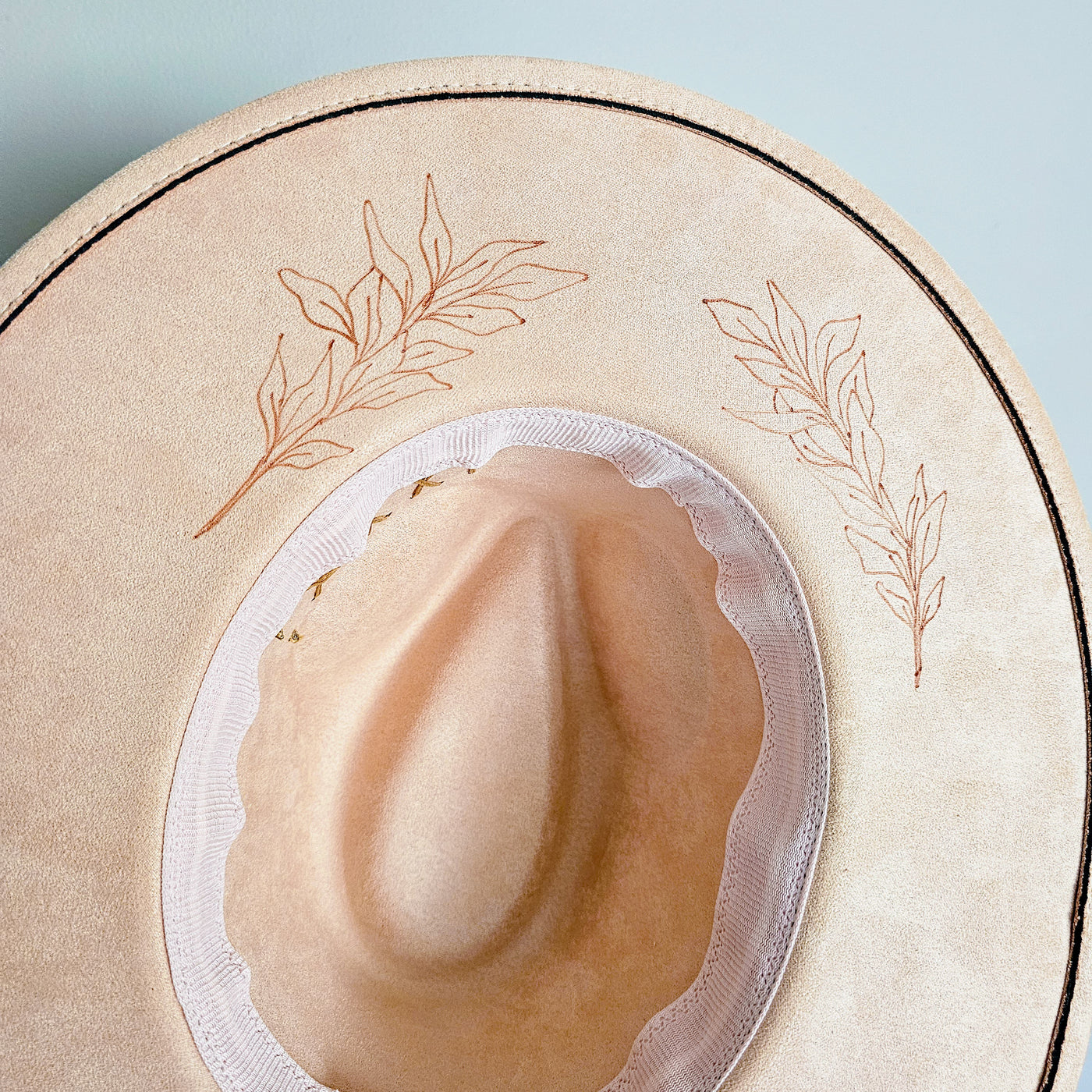 Lainey Peach || Peach Cream Burned Wide Brim Hat