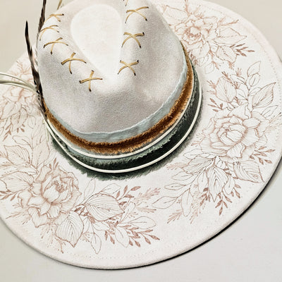 Hold My Halo || Ivory Suede Burned Wide Brim Hat