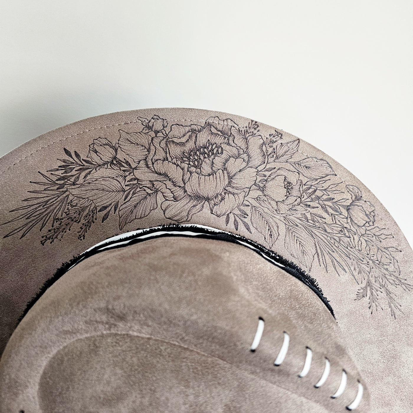 Country Glam || Taupe Suede Burned Wide Brim Hat