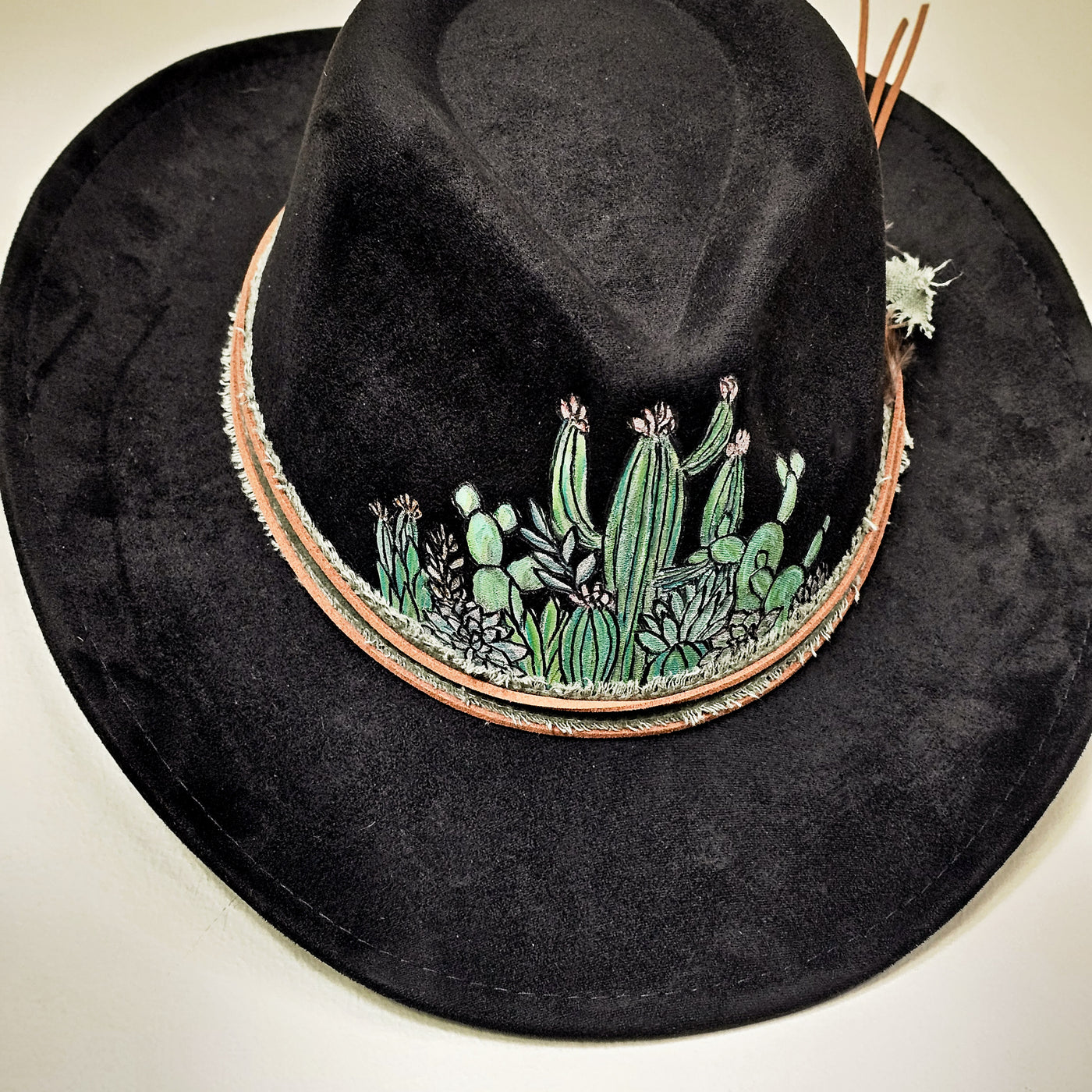 Cactus Jack || Black Burned and Painted Cowboy Style Brim Hat