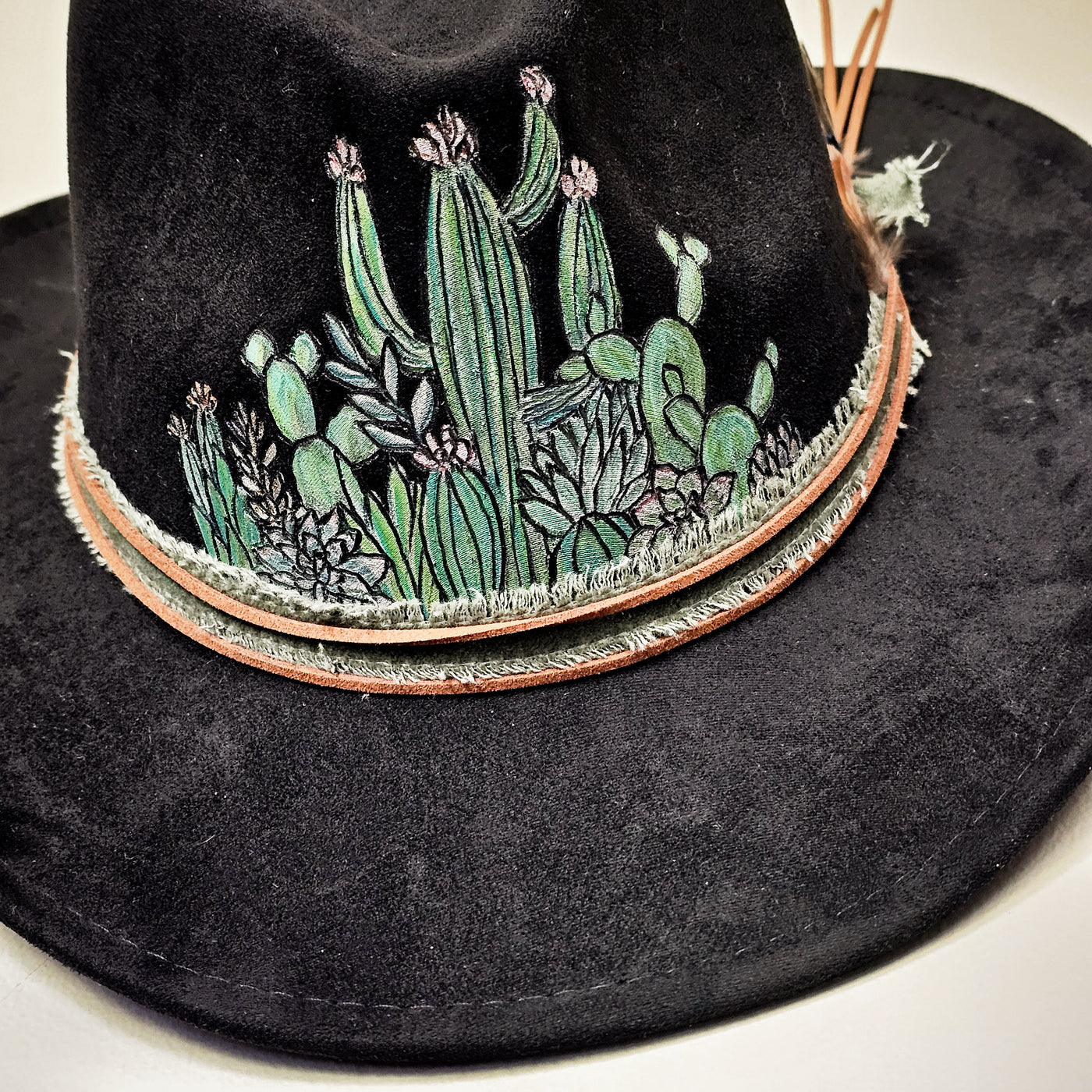 Cactus Jack || Black Burned and Painted Cowboy Style Brim Hat