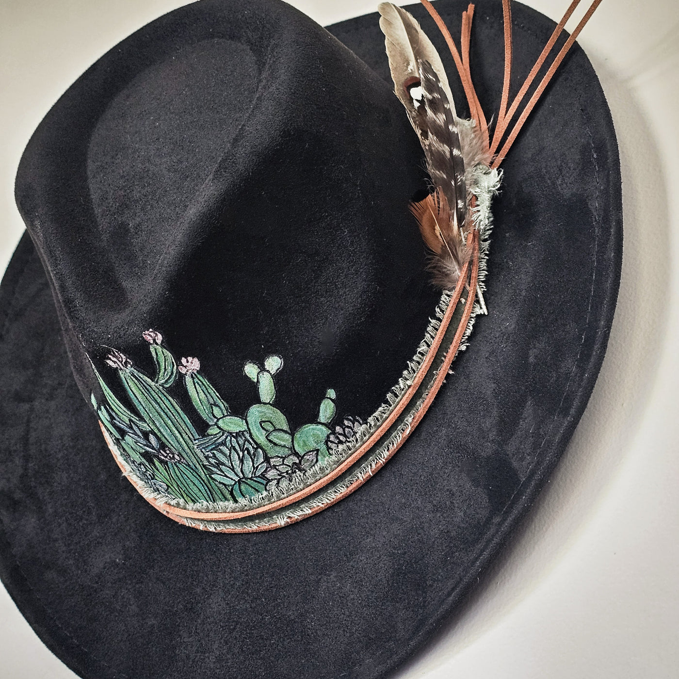 Cactus Jack || Black Burned and Painted Cowboy Style Brim Hat