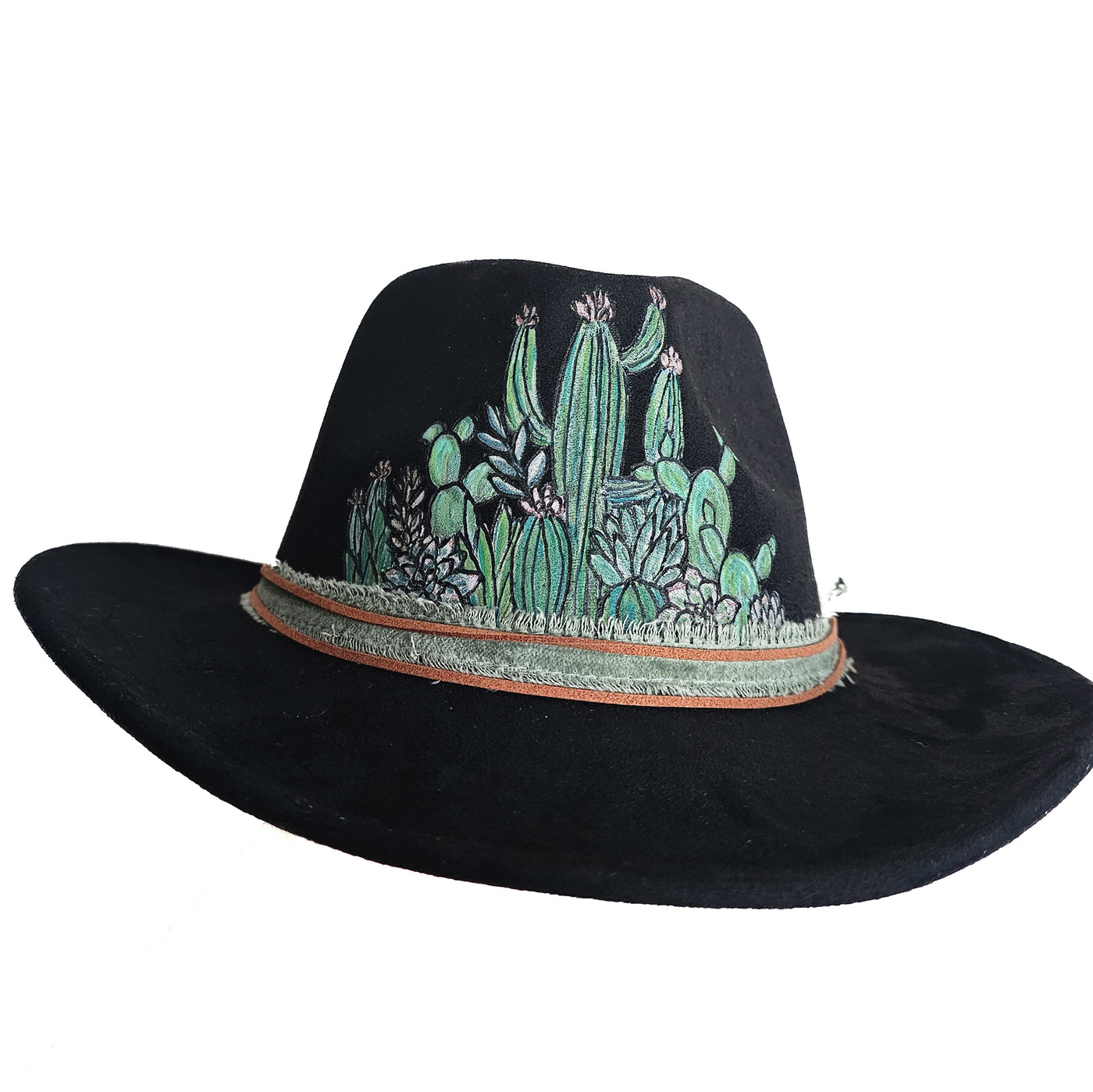 Cactus Jack || Black Burned and Painted Cowboy Style Brim Hat