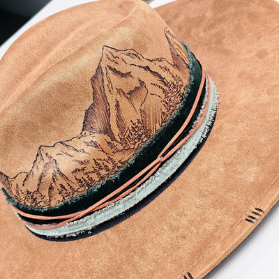 The Rockies || Camel/Medium Tan Burned Wide Brim Hat