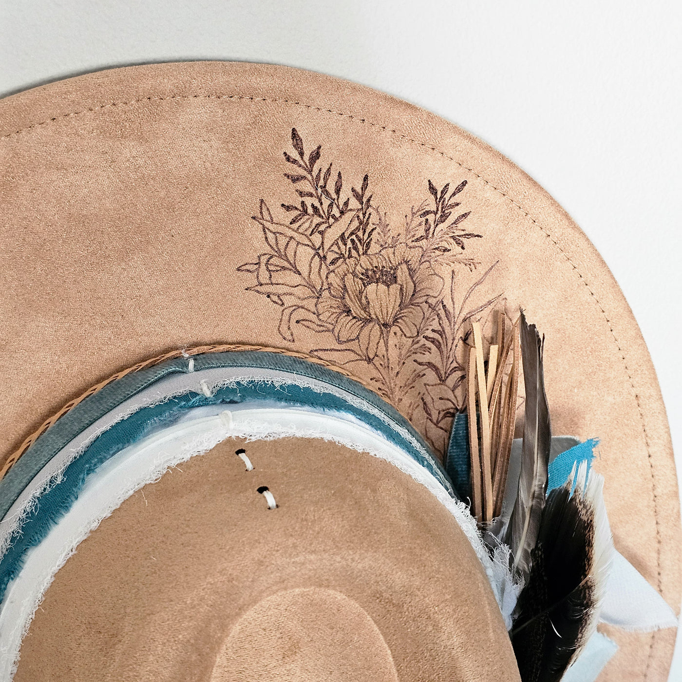 Sweet Surprise || Tan Suede Burned Wide Brim Hat