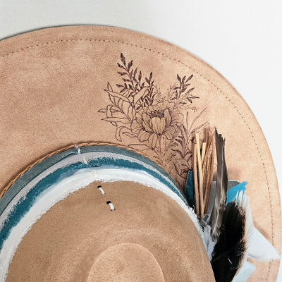 Sweet Surprise || Tan Suede Burned Wide Brim Hat