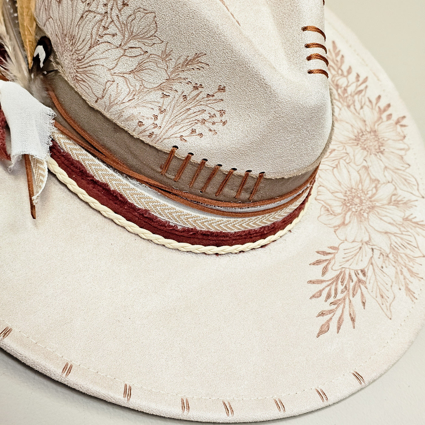 State Fair || Ivory Suede Burned Wide Brim Hat