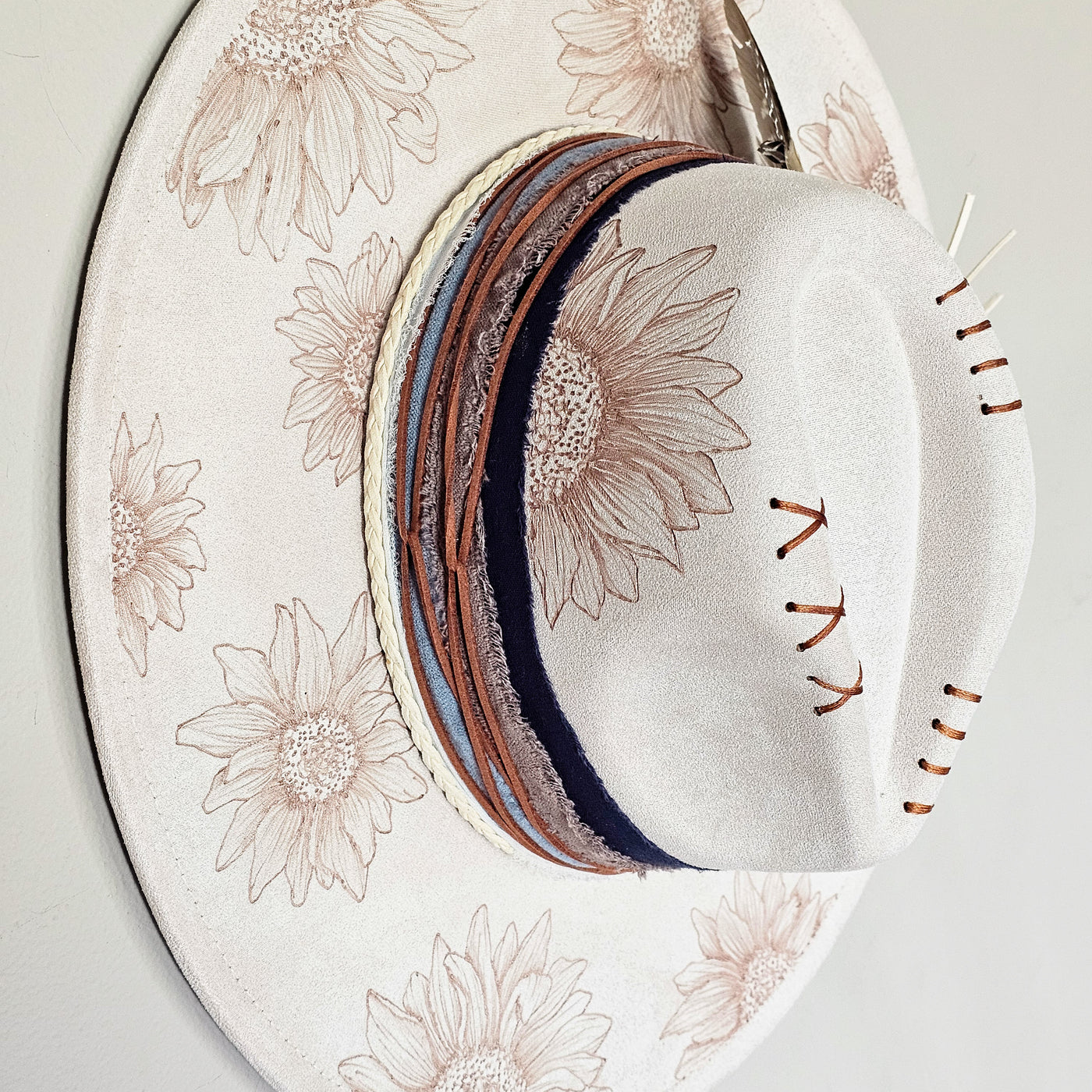 Sunflower Summer || Ivory Suede Burned Wide Brim Hat