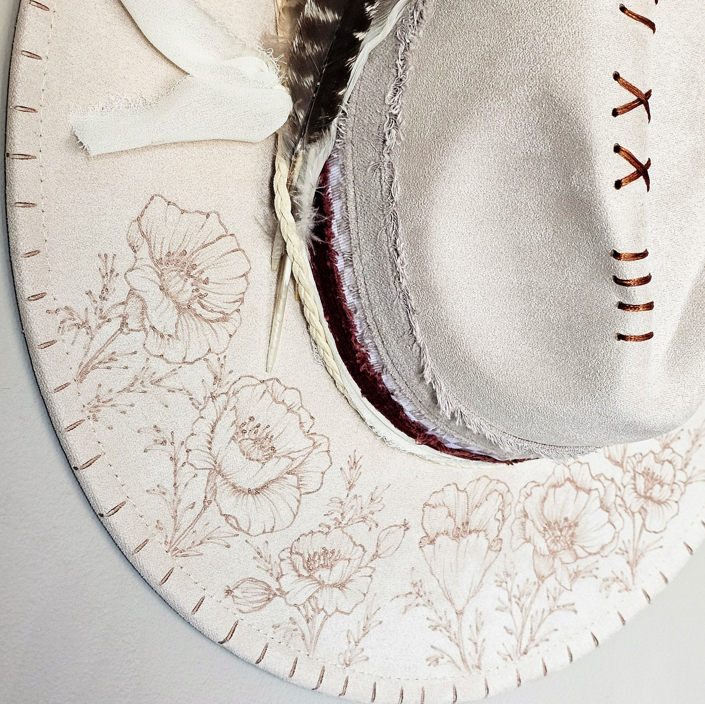 Prim and Poppy || Ivory Suede Burned Wide Brim Hat