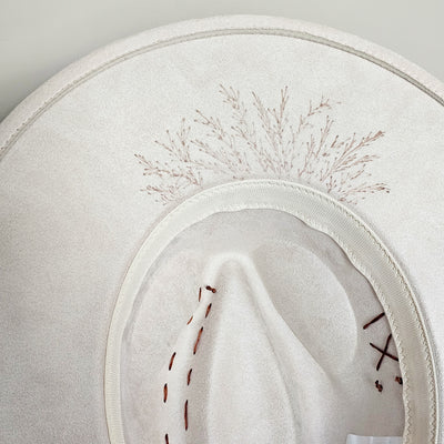 Prim and Poppy || Ivory Suede Burned Wide Brim Hat