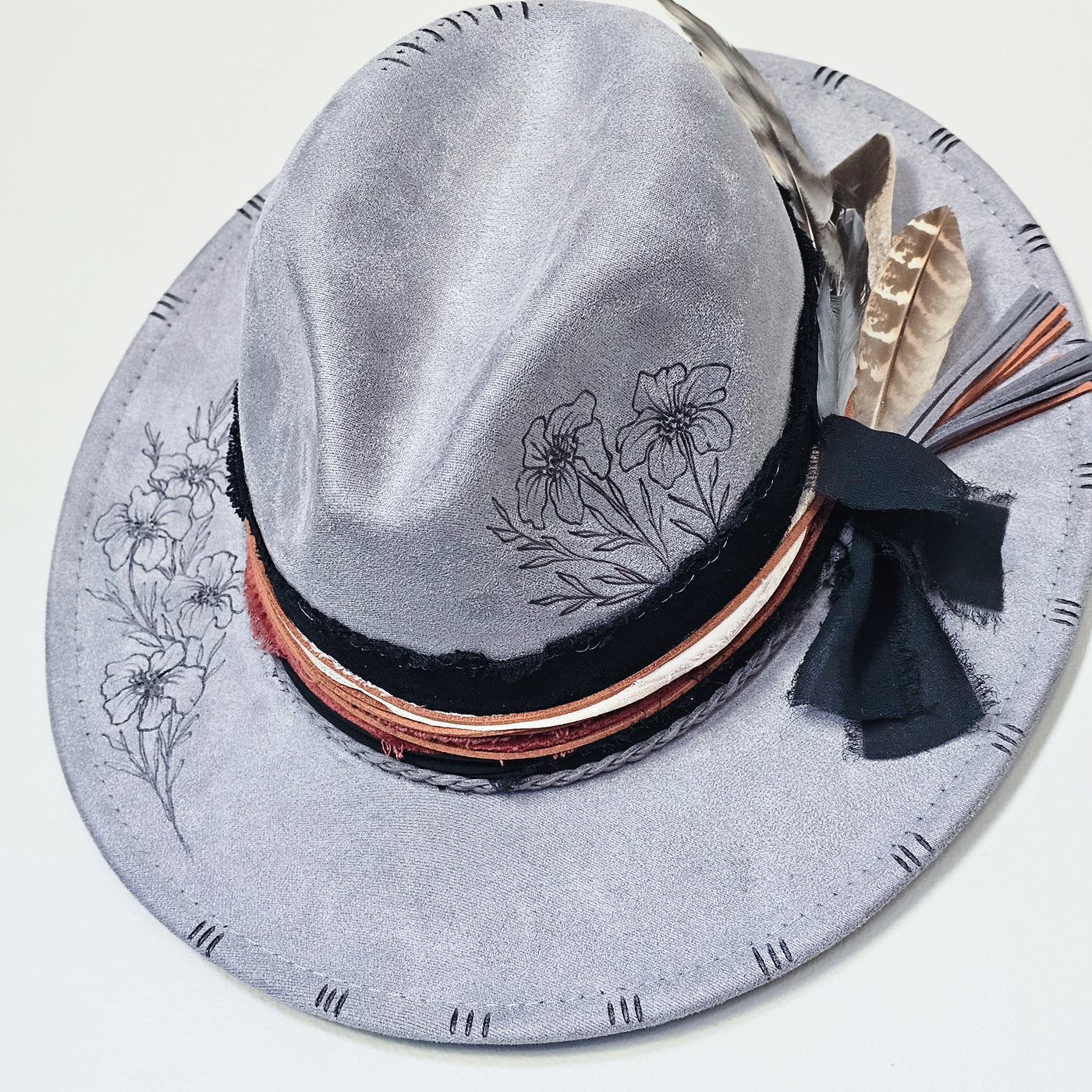 Sweet Serendipity || Gray Burned Skinny Brim Hat