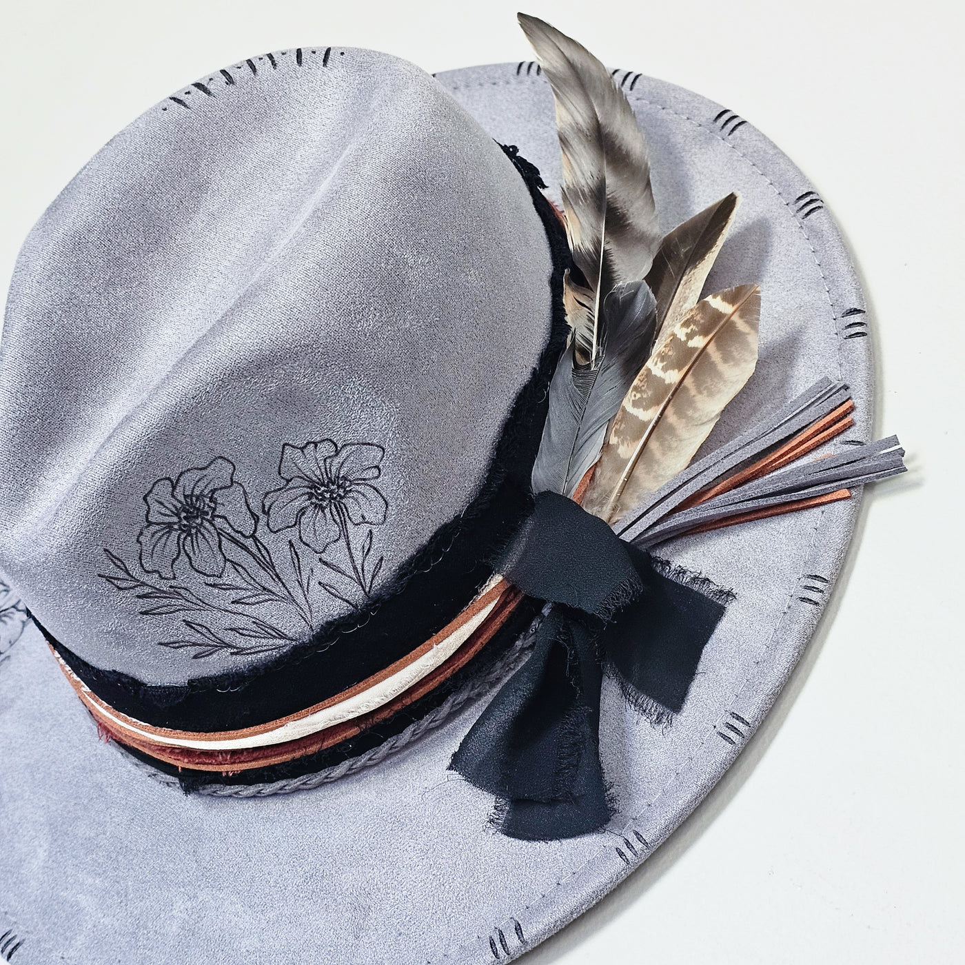 Sweet Serendipity || Gray Burned Skinny Brim Hat