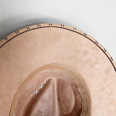 Colorado || Tan Suede Burned Wide Brim Hat