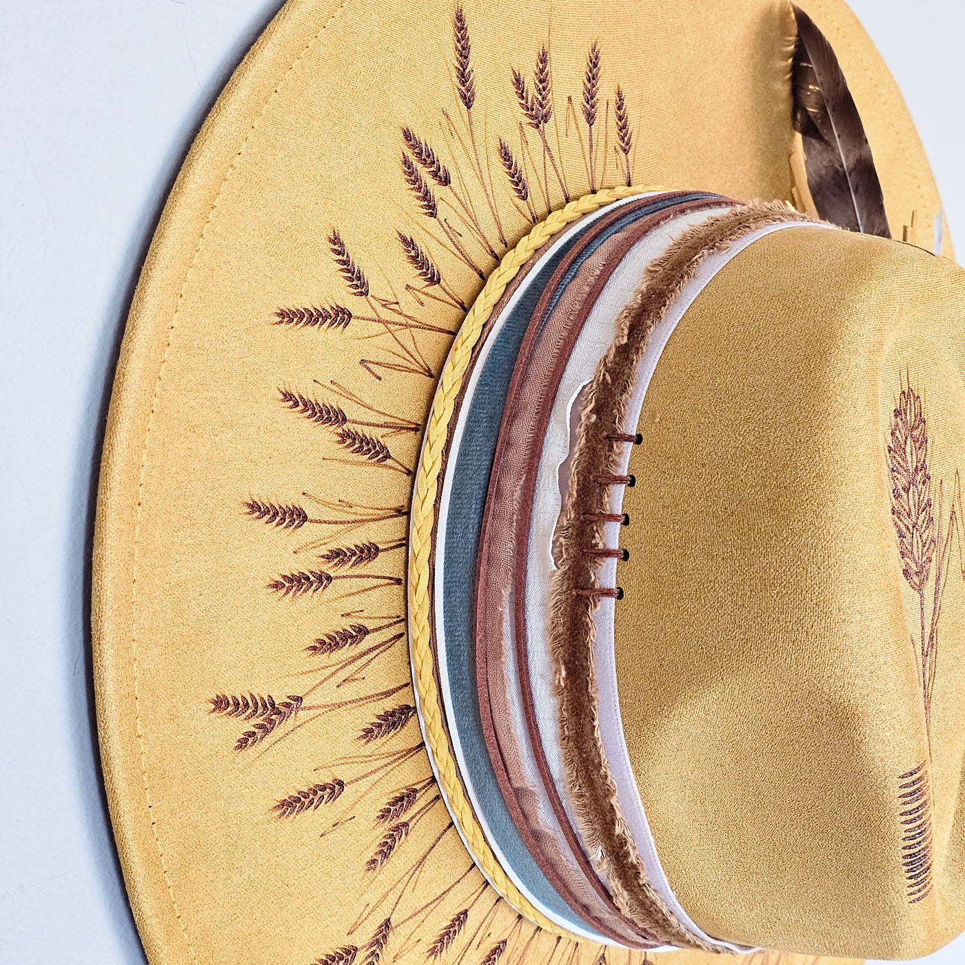 Golden Wheat || Mustard Suede Burned Wide Brim Hat