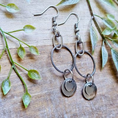 Steel Hoop Drop Earrings