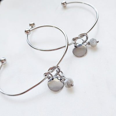 Steel Knot + Charms Cuff Bracelet