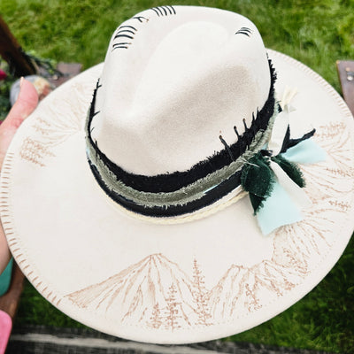 Mountain Magic || Ivory Suede Burned Wide Brim Hat