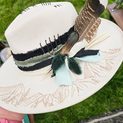 Mountain Magic || Ivory Suede Burned Wide Brim Hat